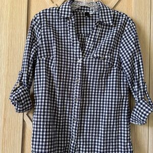 Kut from the Kloth Navy and White Plaid Shirt